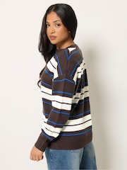 PixieGirl Petite Brown Stripe knitted Jumper - Image 3 of 6