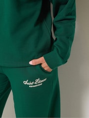 PixieGirl Petite Green Etienne Slogan Wide Leg Joggers - Image 4 of 6