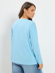 Yours Curve Blue Long Sleeve Oversized T-Shirt - Image 3 of 6