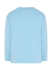 Yours Curve Blue Long Sleeve Oversized T-Shirt - Image 6 of 6
