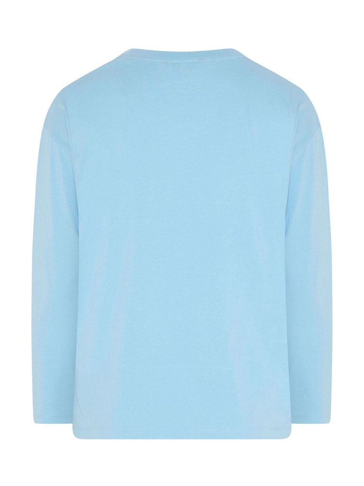 Yours Curve Blue Long Sleeve Oversized T-Shirt - Image 6 of 6 Yours Curve Blue Long Sleeve Oversized T-Shirt - Image 6 of 6