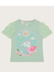 Monsoon Green Horse Sunshine Ruffle 100% Cotton Top - Image 1 of 3