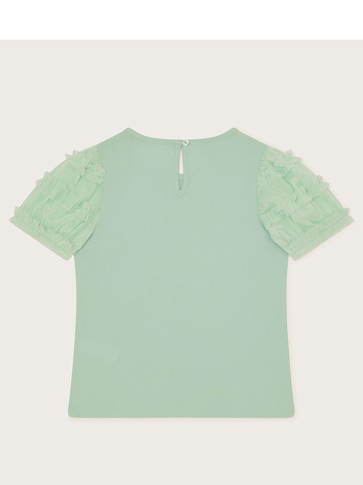 Monsoon Green Horse Sunshine Ruffle 100% Cotton Top - Image 2 of 3
