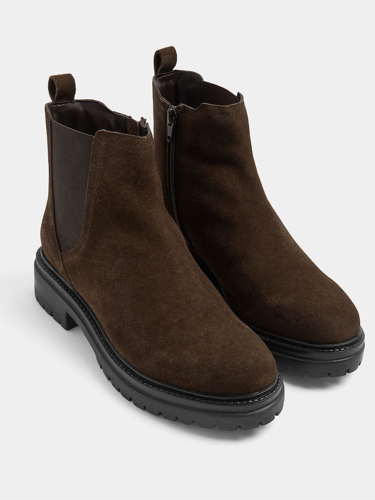 Yours Curve Brown Suede Chelsea Boots In Wide E Fit - Image 2 of 4 Yours Curve Brown Suede Chelsea Boots In Wide E Fit - Image 2 of 4