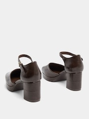 Yours Curve Brown Croc Faux Leather Platform Block Heels In Extra Wide Fit - Image 3 of 4