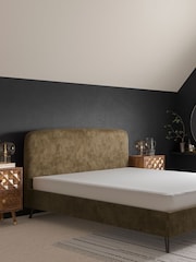 Green Moss Plush Chenille Matson Upholstered Bed Bed Frame - Image 2 of 7