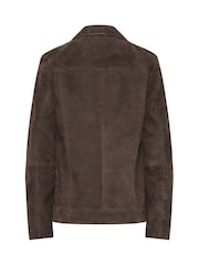 Long Tall Sally Brown Premium Suede Biker Jacket - Image 7 of 7