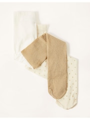 Monsoon Gold Baby Sparkle Tights 2 Pack - Image 2 of 3