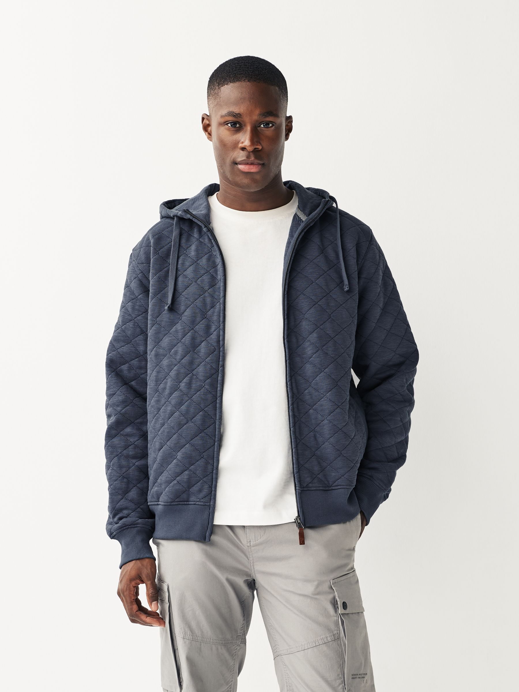 Buy Blue Marl Quilted Sweatshirt Hoodie from Next Luxembourg