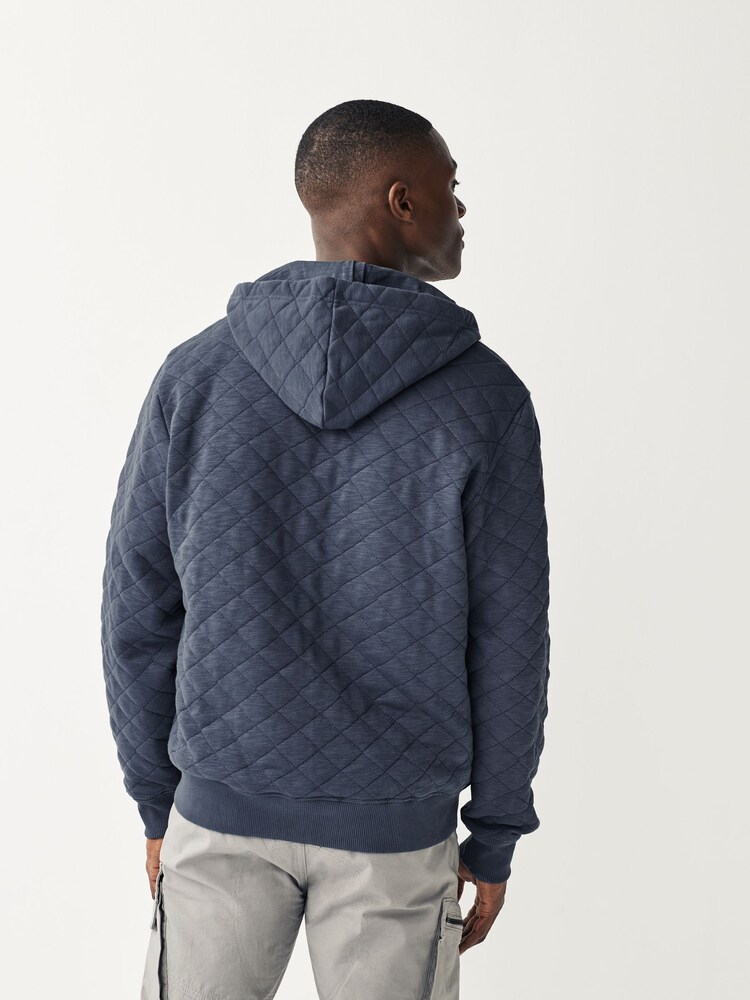 Blue Marl Quilted Sweatshirt Hoodie - Image 2 of 7