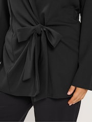 Yours Curve Black Tie Detail Blazer - Image 5 of 7