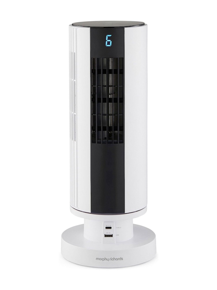 Morphy Richards White AirFlex Tower Fan with Built-In Device Charger - Image 1 of 5