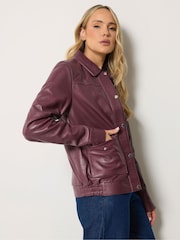 سترة بومبر جلدية فاخرة من Long Tall Sally - صورة 4 من 7