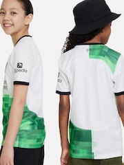 Nike White/Green Liverpool FC 2023/24 Stadium Away Junior Shirt - Image 2 of 9