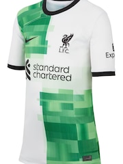 Nike White/Green Liverpool FC 2023/24 Stadium Away Junior Shirt - Image 6 of 9