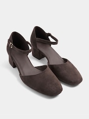 Yours Curve Brown Square Toe Block Heels In Wide E Fit - Image 1 of 4