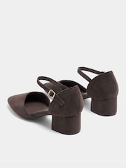 Yours Curve Brown Square Toe Block Heels In Wide E Fit - Image 3 of 4