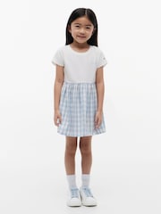 Tommy Hilfiger Blue Logo Embroidery Check Seersucker Dress - Image 1 of 5