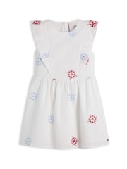 Tommy Hilfiger White Broderie Anglaise Frill Sleeveless Dress - Image 5 of 5