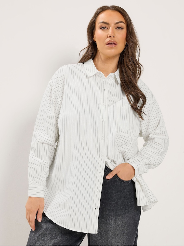 Yours Curve White Twill Shirt - Image 1 of 6