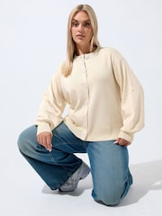 Yours Curve Cream Limited Balloon Sleeve Cardigan - Image 1 of 6