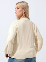 Yours Curve Cream Limited Balloon Sleeve Cardigan - Image 3 of 6