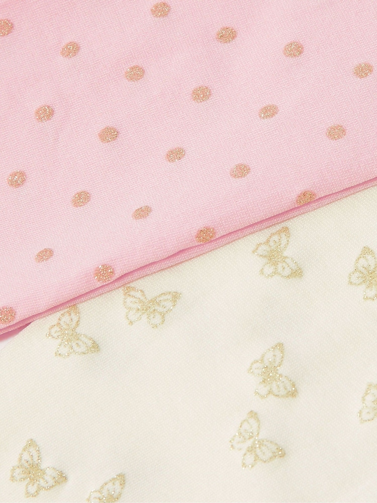 Monsoon Pink Baby Glittery Print Tights 2 Pack - Image 3 of 3 Monsoon Pink Baby Glittery Print Tights 2 Pack - Image 3 of 3