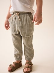 Sage Green Soft Textured Cotton Trousers (3mths-7yrs) - Image 3 of 7
