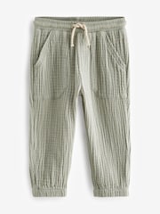 Sage Green Soft Textured Cotton Trousers (3mths-7yrs) - Image 5 of 7