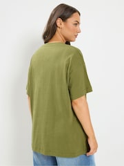 Yours Curve Green Relaxed Longline T-Shirt - Image 3 of 6