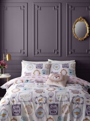 Bridgerton by Catherine Lansfield White Dearest Dreamer Reversible Duvet Cover Set - Image 1 of 4