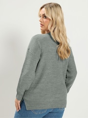 Yours Curve Grey Essential V-Neck Jumper - Image 4 of 7