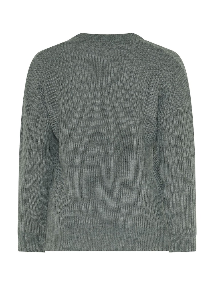 Yours Curve Grey Essential V-Neck Jumper - Image 7 of 7 Yours Curve Grey Essential V-Neck Jumper - Image 7 of 7