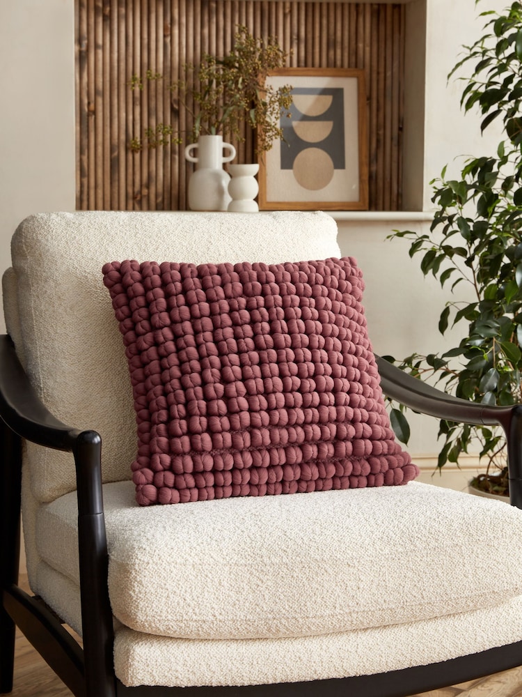 Pink 43 x 43cm Global Bobble Cushion - Image 1 of 6