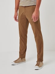 Tan Brown Slim Fit Stretch Chinos Trousers - Image 1 of 7