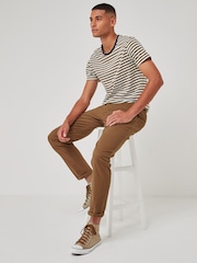 Tan Brown Slim Fit Stretch Chinos Trousers - Image 3 of 7