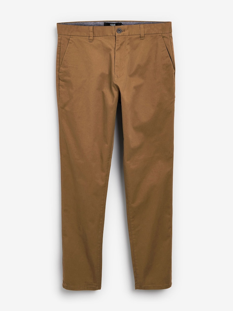 Tan Brown Slim Fit Stretch Chinos Trousers - Image 4 of 7