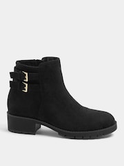 Yours Curve Black Suede Wide Fit Double Buckle Faux Leather Chelsea Boots - Image 3 of 5