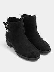 Yours Curve Black Suede Wide Fit Double Buckle Faux Leather Chelsea Boots - Image 4 of 5