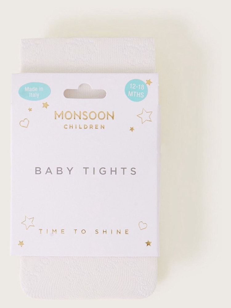 Monsoon Natural Baby Diamond Butterfly Tights - Image 2 of 2 Monsoon Natural Baby Diamond Butterfly Tights - Image 2 of 2