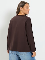 Yours Curve Brown Long Sleeve Oversized T-Shirt - Image 3 of 6