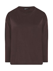 Yours Curve Brown Long Sleeve Oversized T-Shirt - Image 5 of 6