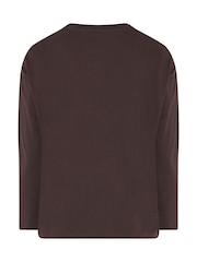 Yours Curve Brown Long Sleeve Oversized T-Shirt - Image 6 of 6