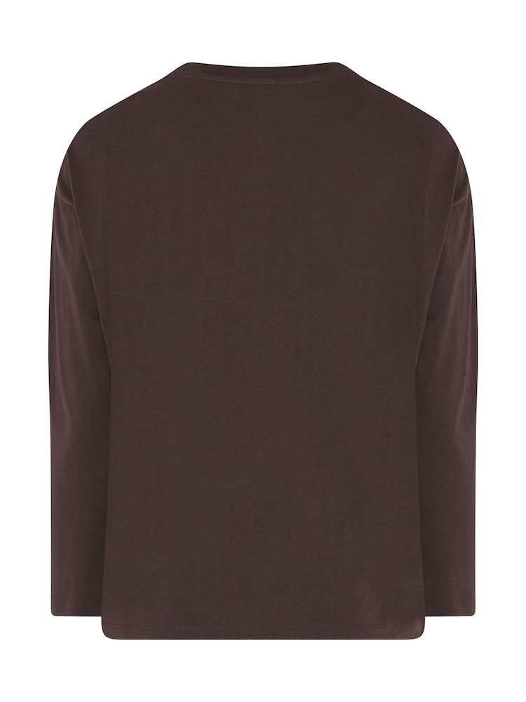 Yours Curve Brown Long Sleeve Oversized T-Shirt - Image 6 of 6 Yours Curve Brown Long Sleeve Oversized T-Shirt - Image 6 of 6