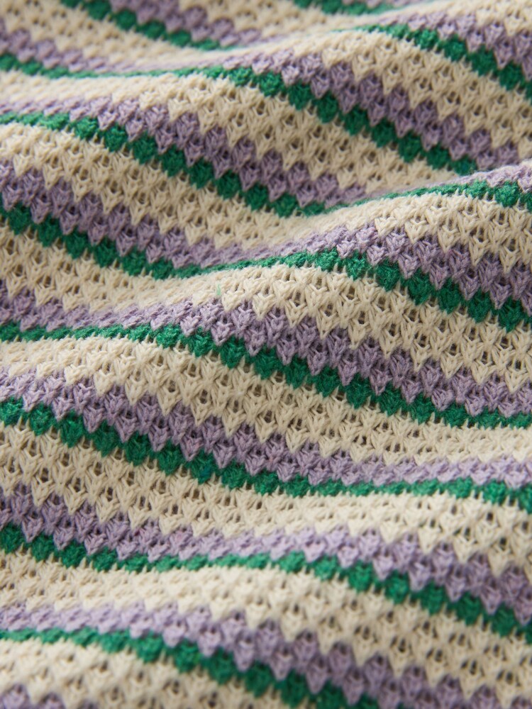 Lilac Purple Short Sleeve Crochet Polo Shirt - Image 5 of 5