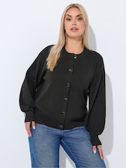Yours Curve Black Limited Balloon Sleeve Cardigan - Image 1 of 7