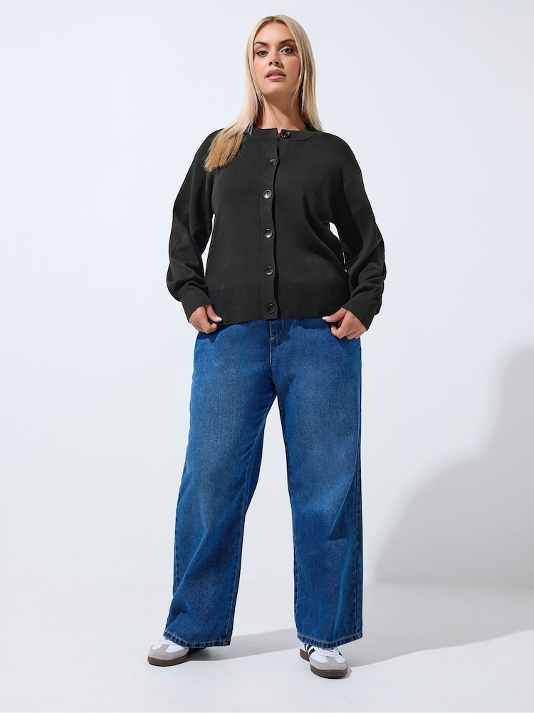 Yours Curve Black Limited Balloon Sleeve Cardigan - Image 2 of 7 Yours Curve Black Limited Balloon Sleeve Cardigan - Image 2 of 7