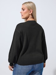 Yours Curve Black Limited Balloon Sleeve Cardigan - Image 3 of 7