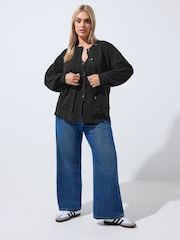 Yours Curve Black Limited Balloon Sleeve Cardigan - Image 5 of 7
