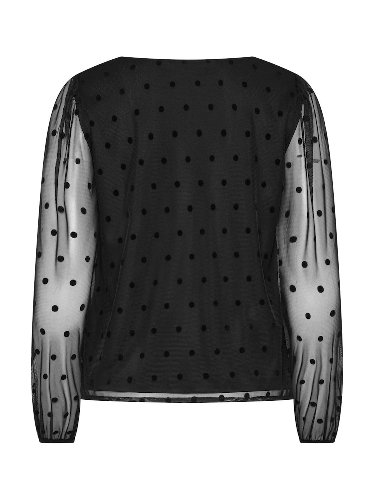 M&Co Black Petite Spot Long Sleeve Mesh Top - Image 7 of 7 M&Co Black Petite Spot Long Sleeve Mesh Top - Image 7 of 7